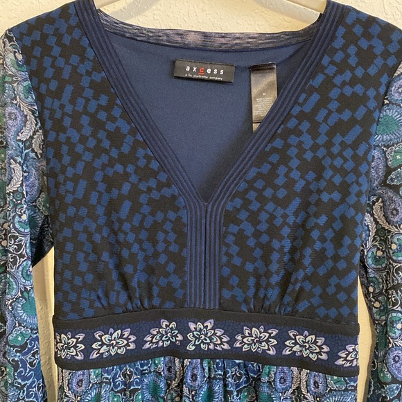 Vintage Y2K Boho Hippie Blue Floral Flare Sleeved Top✨ - Picture 3 of 7